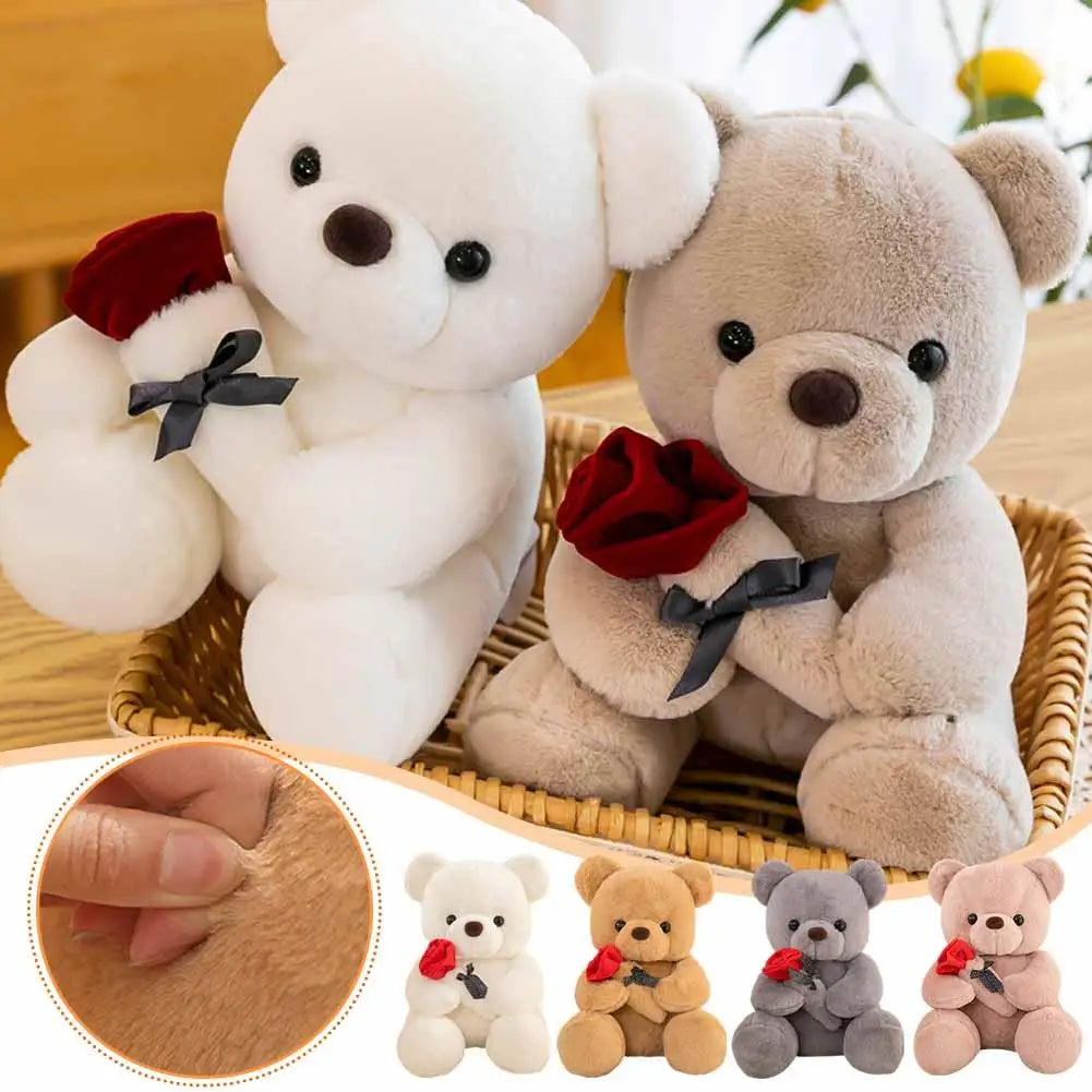 25cm Kawaii Teddy Bear for Valentines Day Gift Teddy Bears Stuffed Animal Rose Bear Doll Valentine's Day Gift for Girlfriend