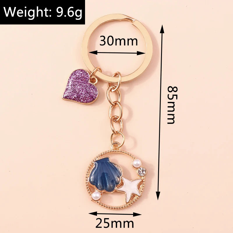 Lovely Colorful Heart Keychain Love Keyrings Valentine's Day Gift Key Chains for Women Girls Car Key Handbag Jewelry Accessories