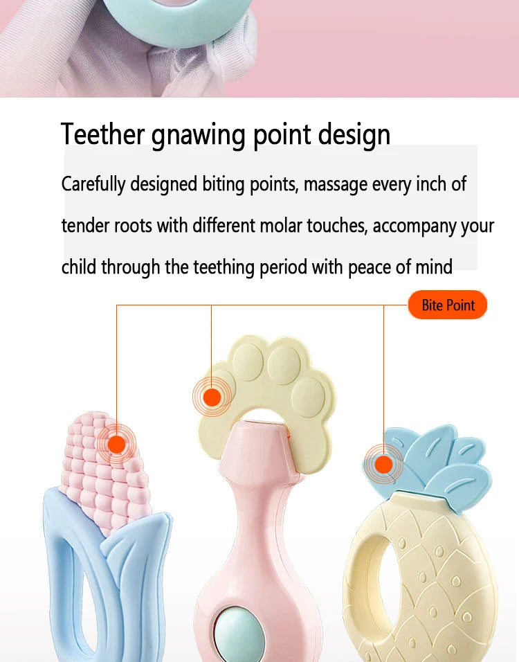 6-14Pcs Baby Rattle 0-12 Months Newborn Soft Bell Teethers Hand Shaking Crib Mobile Ring Educational Toy For Children Set Gifts