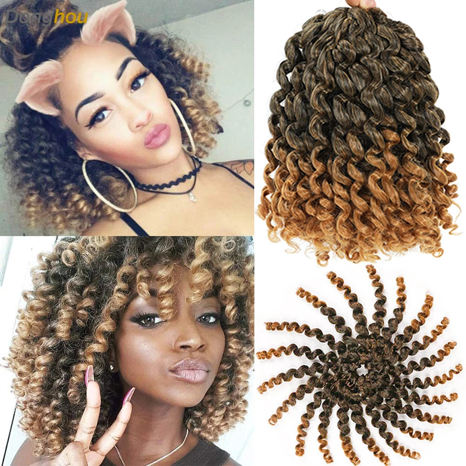 Wand Curl Crochet Braids Hair 8 Inch 1B 30 27 Bug Ringlet Twist Extensions with Jamaican Bounce Crochet Hair Crochet Curly Hair