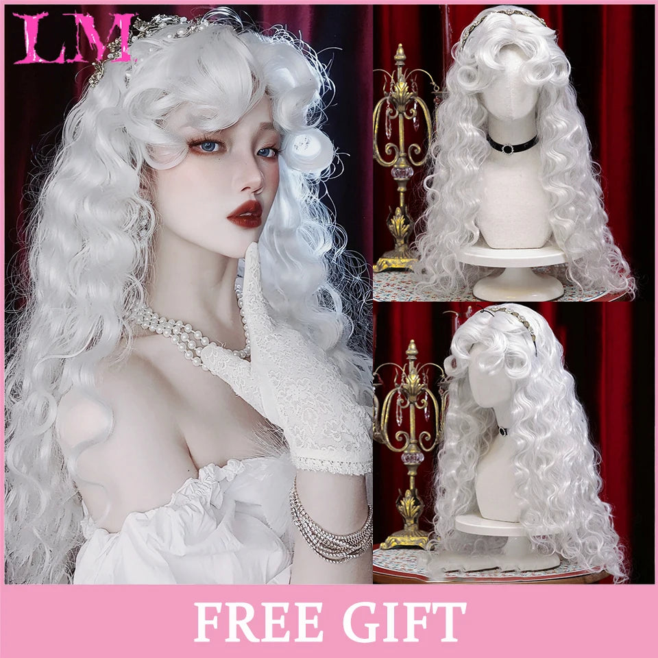 LM Straight Synthetic Lace Front Wig For Women 38 Inch Long Ombre Brown Red Blonde Hightlight Lace Frontal Wigs Cosplay Wig