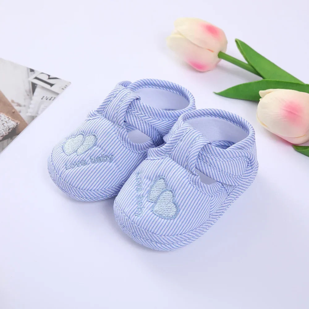 Double Heart Spring and Autumn Shoes for Men and Women 0-1 Years Old Soft Soled Toddler Shoes 3-6-9 Months Baby Walking Shoes