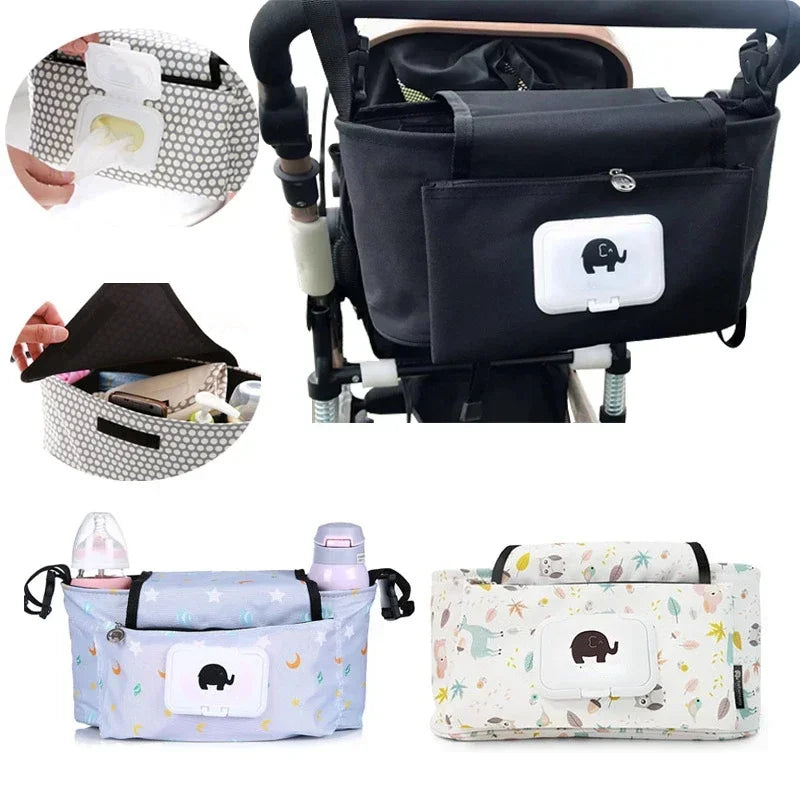 Baby Stroller Organizer Bag Mummy Diaper Bag Hook Baby Carriage Waterproof Large Capacity Stroller Accessories Travel Nappy