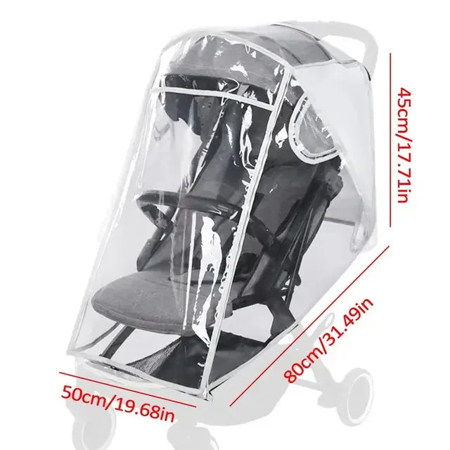 Universal Stroller Rain Cover Baby Car Seat Wind Dust Shield Transparent Waterproof Breathable Trolley Raincoat Accessories