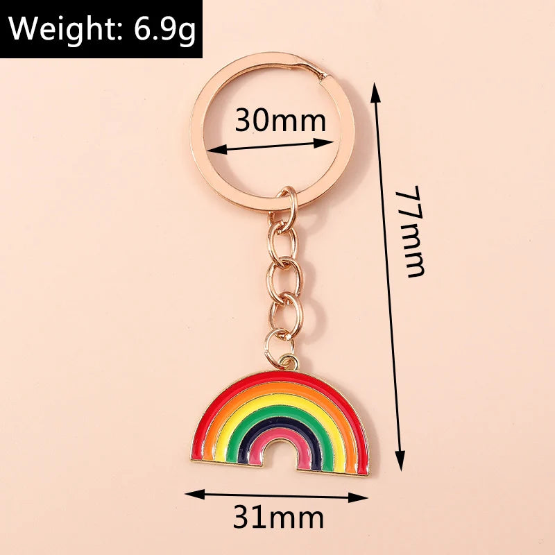 Lovely Colorful Heart Keychain Love Keyrings Valentine's Day Gift Key Chains for Women Girls Car Key Handbag Jewelry Accessories