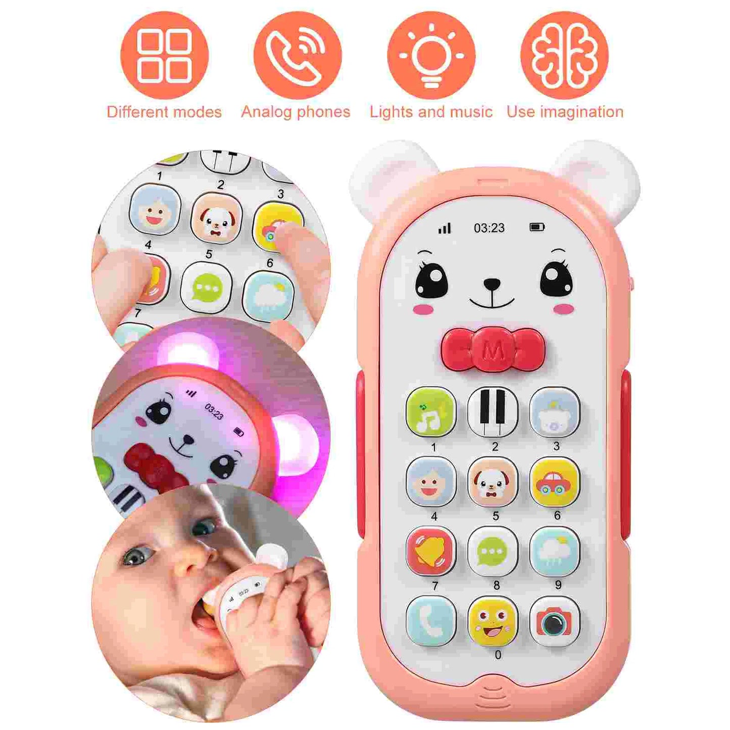 Children's Mobile Phone Toy Baby Infant Newborn Toys 6 12 Months with Music and Light 3 Cell 6- Toddlers Year Kids