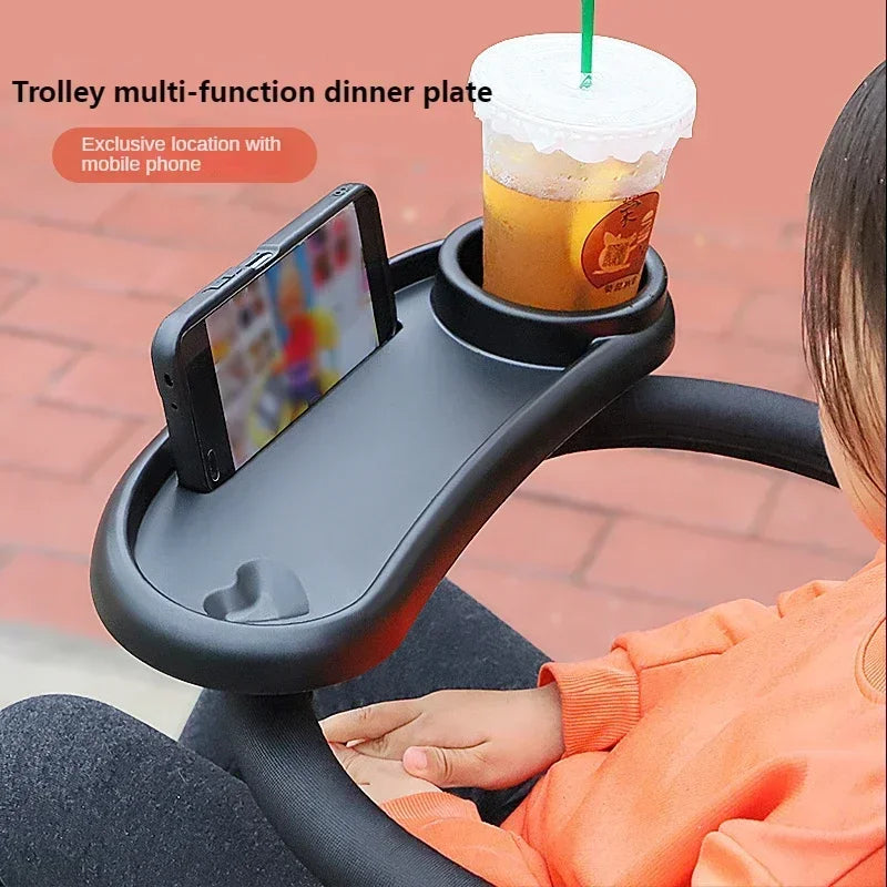 3 In 1 Baby Stroller Dinner Table Tray Phone Stand Plate Accessories Supplies for Toddler Infant Girl Boy Milk Bottle Cup Holder