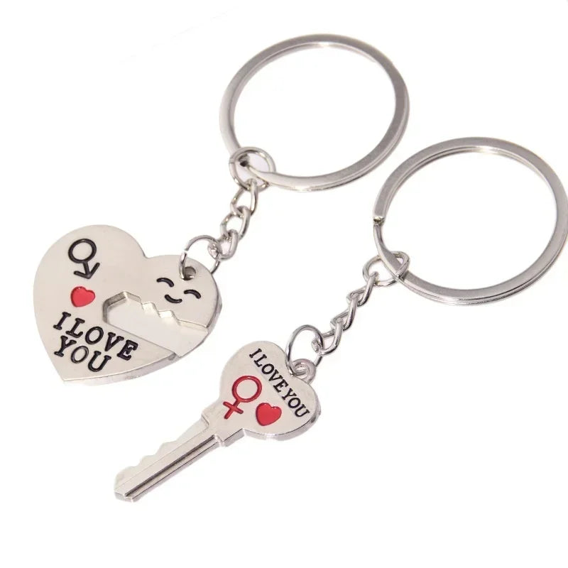 Delysia King Arrow I Love You Heart Couple Key Chain Ring Cute Letter Printing Keyring Lover Gift Valentine's Day