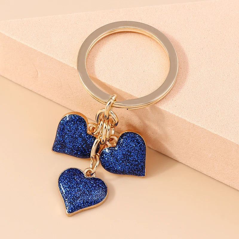 Lovely Colorful Heart Keychain Love Keyrings Valentine's Day Gift Key Chains for Women Girls Car Key Handbag Jewelry Accessories