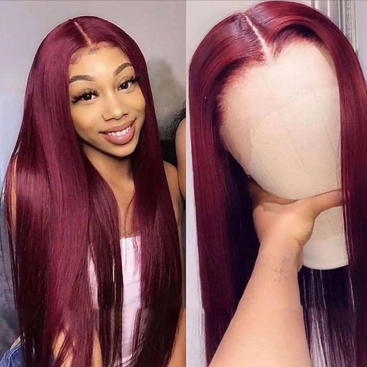 Red Burgundy Straight 13x4 HD Lace Front Human Hair Wigs For Women Pre Plucked 99j 13x4 HD Lace Frontal Wigs 100% Human Hair Wig