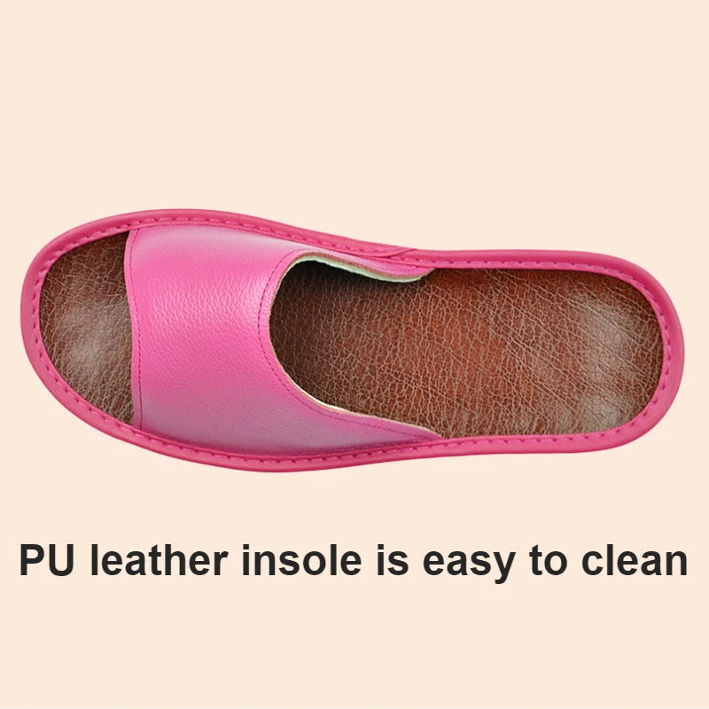 Big sizes Genuine Cow Leather Slippers Homes in indoor slipper summer open toe sandals men women elderly casual Slides shoes