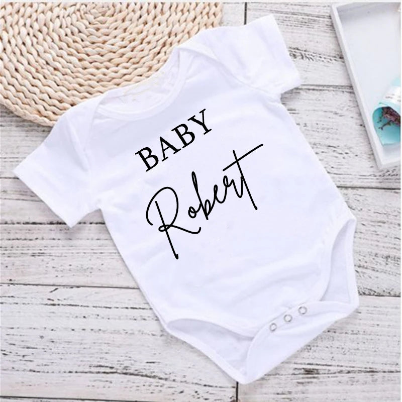 Personalized Name Baby Bodysuit Custom Name Newborn Cute Clothes Toddler Summer Short Sleeve Jumpsuit Unisex Infant Shower Gift