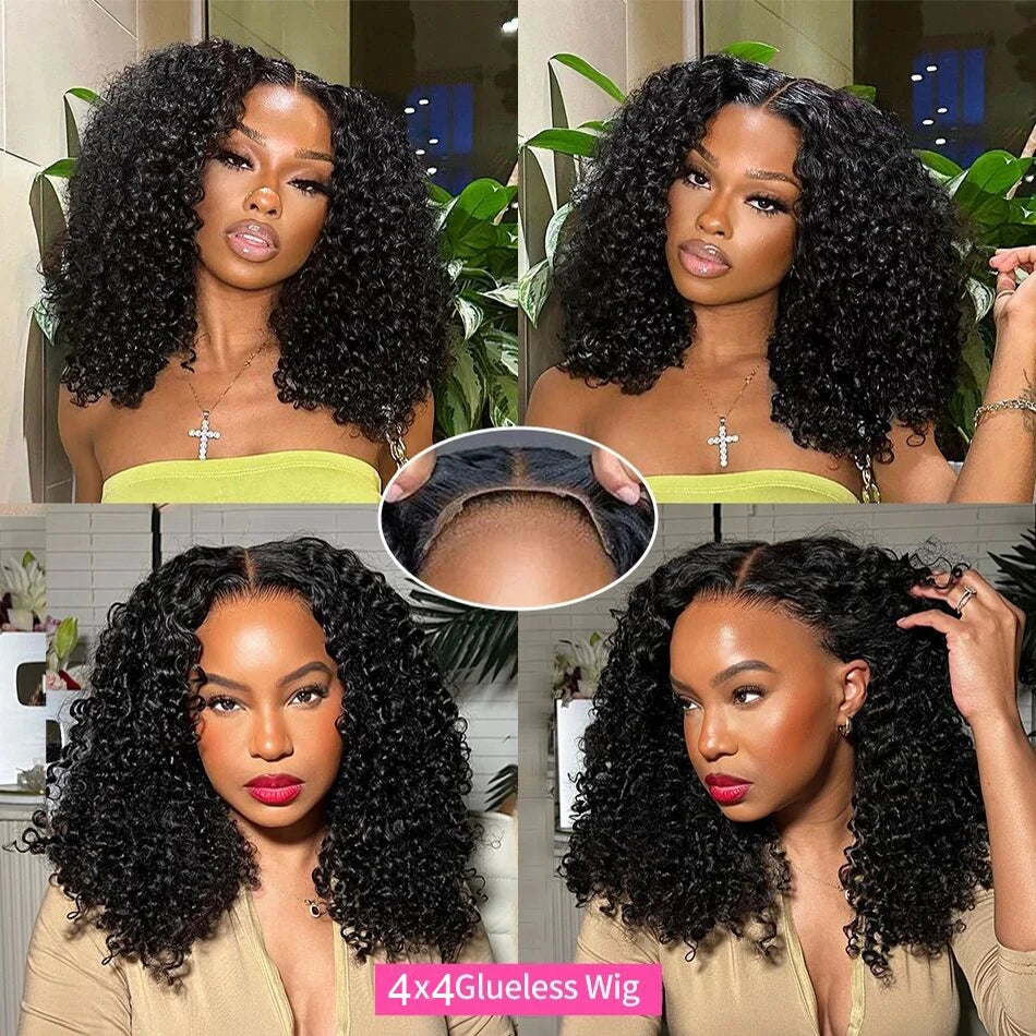 13x4 Deep Wave Curly Bob Wig Human Hair Transparent Lace Frontal Wigs Glueless Water Wave Lace Wig Perruques Cheveux Humains