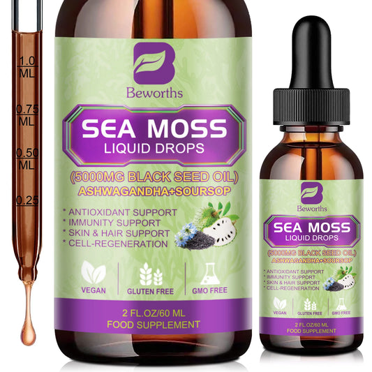 BEWORTHS Sea MOSS& Soursop Graviola Extract Drops Support Immunity and Kidney Health, Promote Digestion and Antioxidation