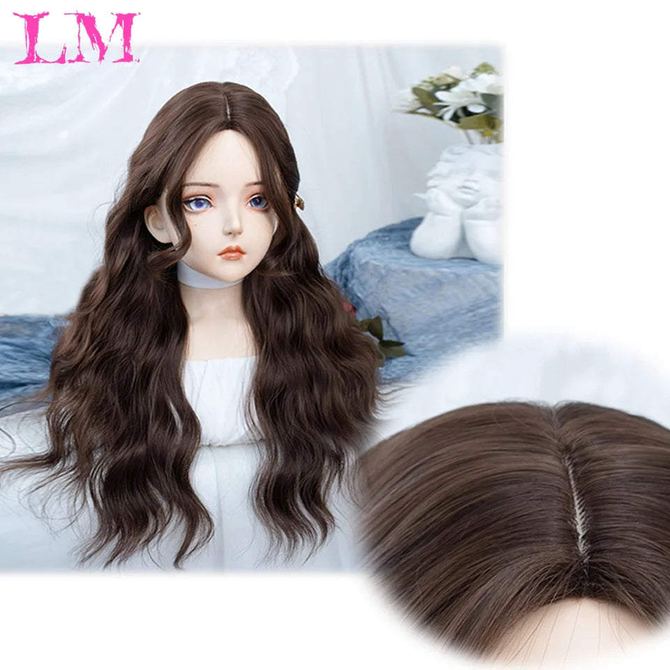 LM Straight Synthetic Lace Front Wig For Women 38 Inch Long Ombre Brown Red Blonde Hightlight Lace Frontal Wigs Cosplay Wig