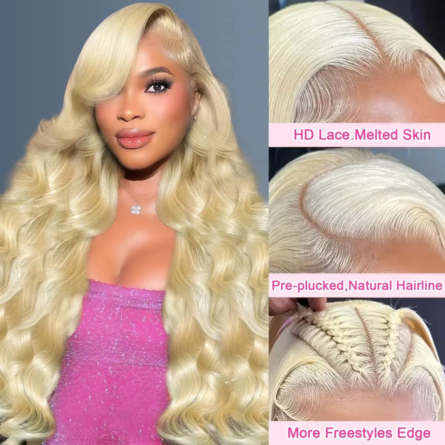 34 36 Inches 613 Blonde Body Wave 13x6 Full Lace Frontal Wigs Remy Brazilian  100% Human Hair Wigs for Women 180% Density