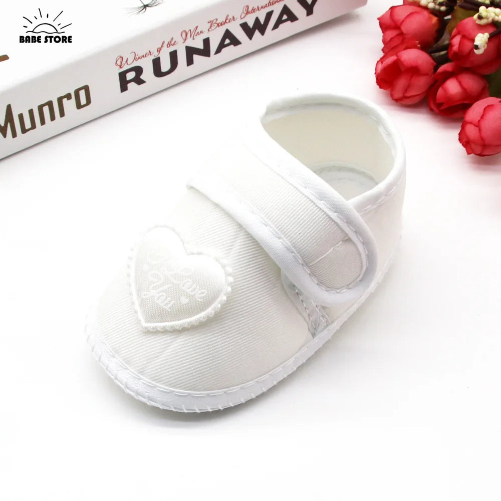 1 Pair Spring Autumn Baby First Walkers Infant Baby Girls Boys Anti-Slip Shoes Heart-shaped Newborn Slipper Shoes 0-18 Months