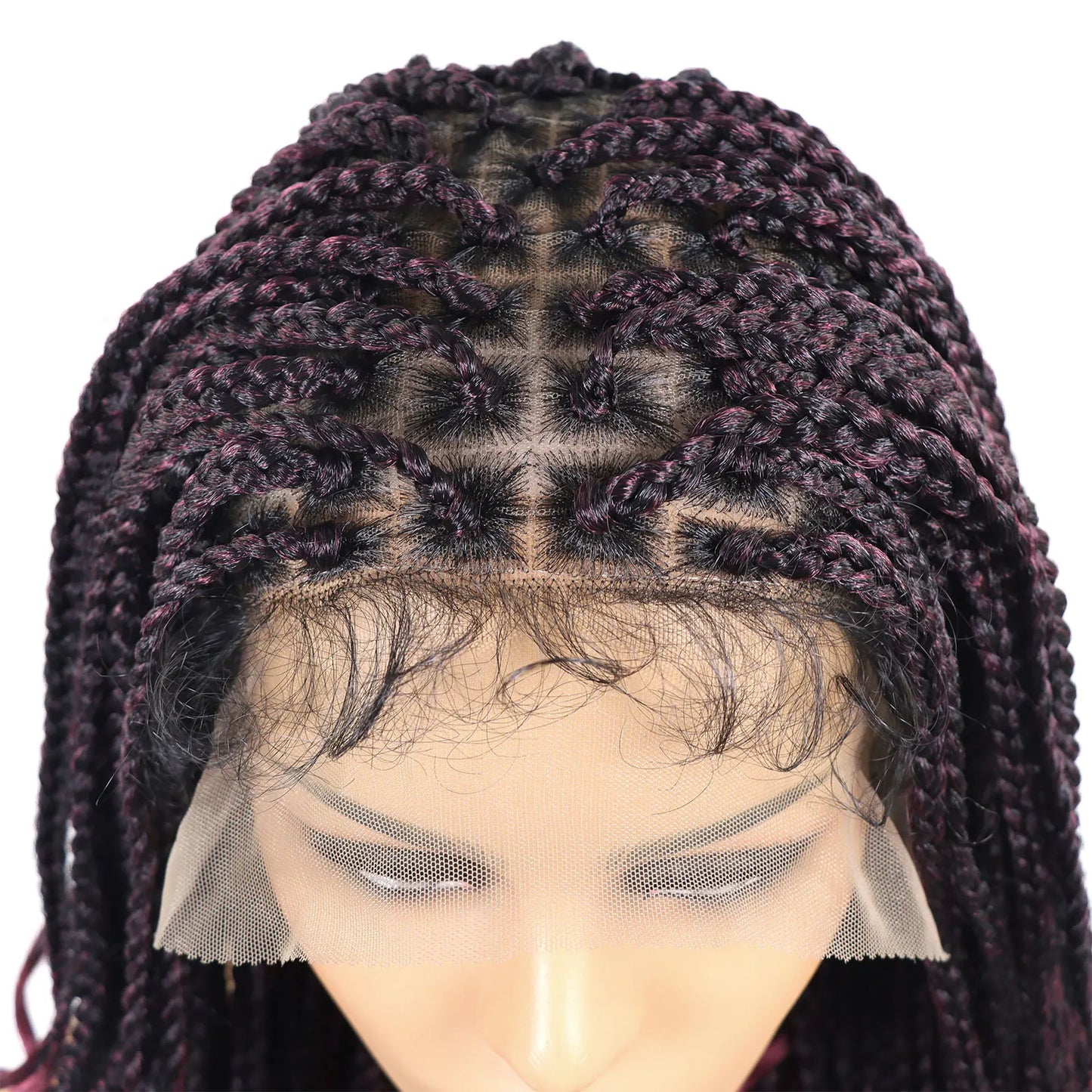 T30 Synthetic Box Braid Wigs Curly Ends Square Part Braided Lace Front Wig With Baby Hair For Women Blonde Lace Braided Wig