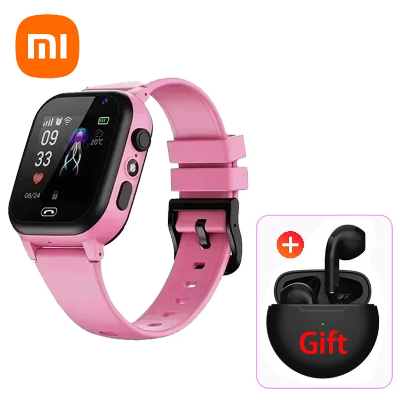 Xiaomi Kids 4G Smart Watch SOS GPS Location Video Call Sim Card Child Camera Waterproof Upgrade 2025 For Boys Girls Add Earphone