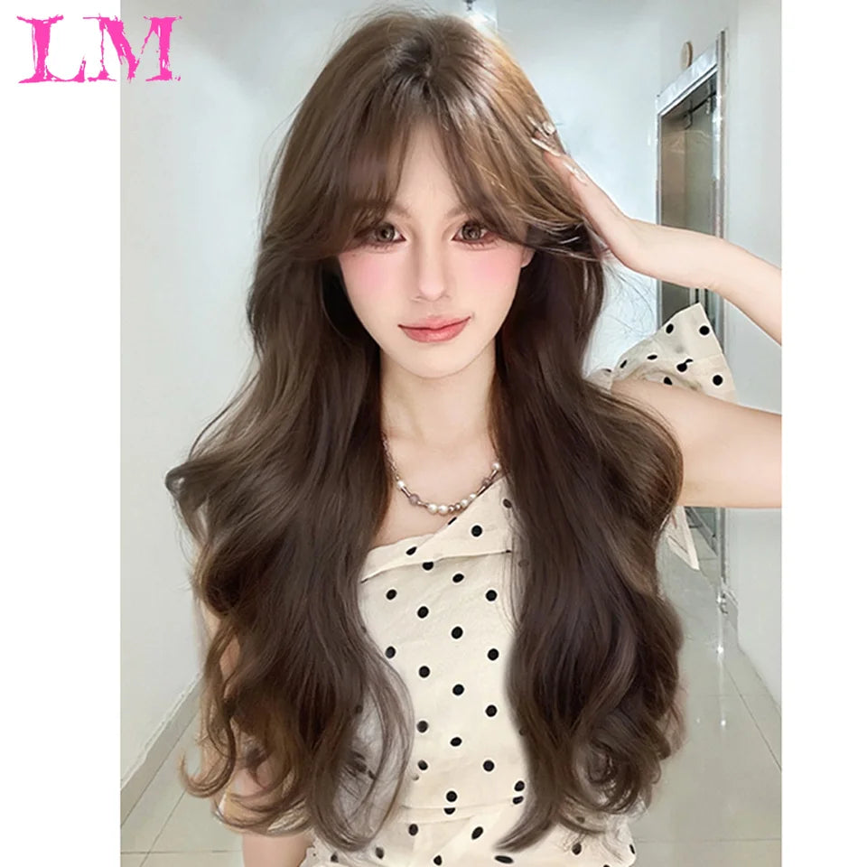 LM Wave Synthetic Wig for Black Women Wear Deep Curly Soft Wig Natural Black Color Replacement Wigs for Daily Party Use