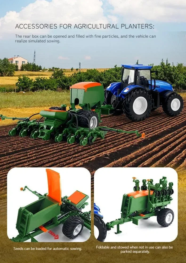 1:24 Rc Car Alloy Remote-Controlled Tractor Toy With Headlights Simulation Electric Farm Truck Toy Set Child Outdoors Toys Gifts