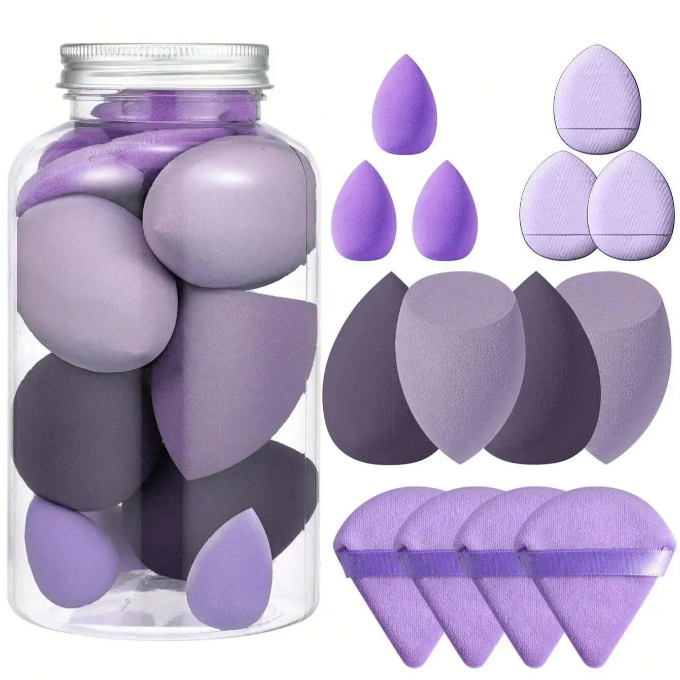 12/14Pcs Makeup Sponge Blender Beauty Egg Foundation Sponges with Storage Bottle Powder Puffs Cosmetic Puff Make Up Accessories