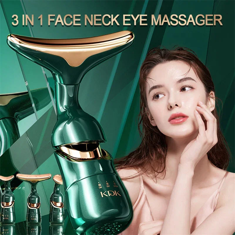 "3-in-1 Microcurrent Face Massager – Neck, Facial & Eye Lifting, Skin Rejuvenation, Anti-Aging, Wrinkle Treatment"