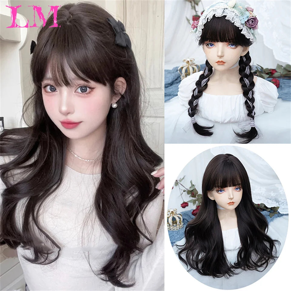 LM Wave Synthetic Wig for Black Women Wear Deep Curly Soft Wig Natural Black Color Replacement Wigs for Daily Party Use