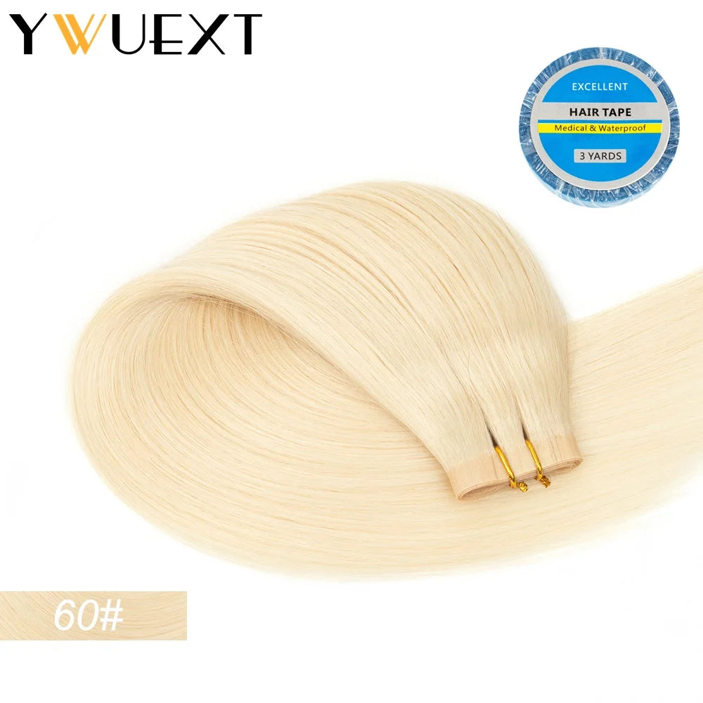 Blonde Seamless Natural Tape Weft Long PU Skin Weft Tape in Human Extensions No Glue Human Hair For Fine Hair 80cm Weft Bundles