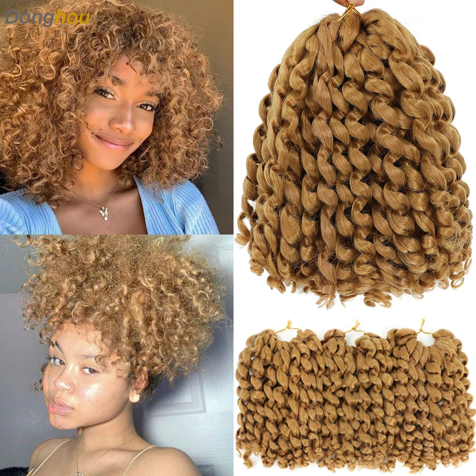 Wand Curl Crochet Braids Hair 8 Inch 1B 30 27 Bug Ringlet Twist Extensions with Jamaican Bounce Crochet Hair Crochet Curly Hair