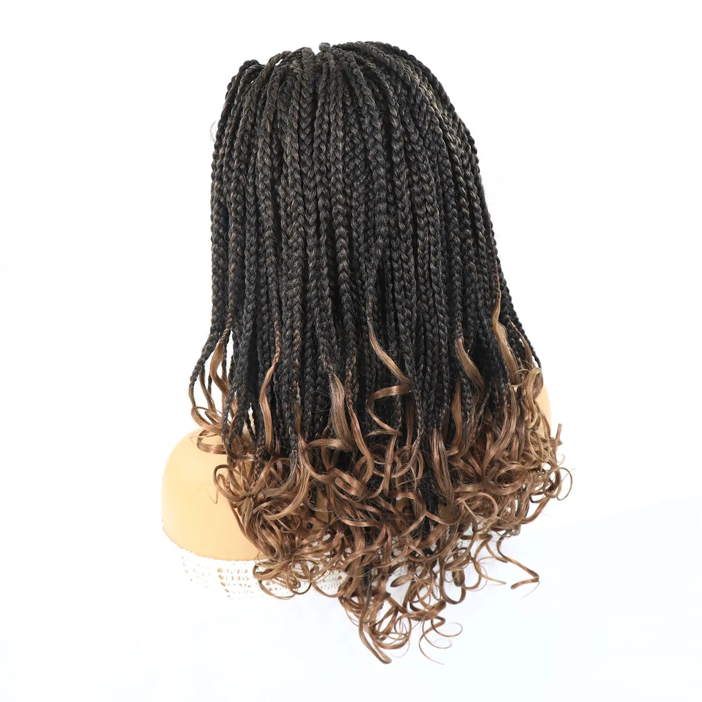 T30 Synthetic Box Braid Wigs Curly Ends Square Part Braided Lace Front Wig With Baby Hair For Women Blonde Lace Braided Wig