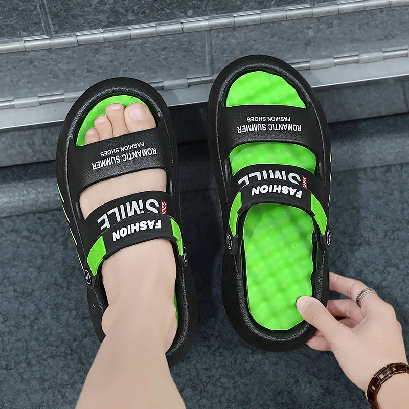 2024 Summer Men's Massage Slippers Outdoor Sandals Beach Comfortable Soft Slides Indoor Casual Shoes Men Sandals Big Size 47 48