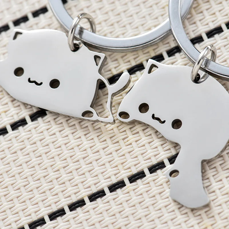 Couple Gift Keychain Cute Valentine's Day Gift for Girlfriend Boyfriend Him Her Cat Lover Husband Wife Fiancée Cat Matching Gift