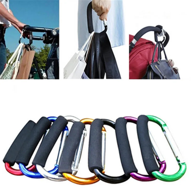 Large Carabiner Stroller Hooks Organizer Aluminum D Ring Spring Snap Keychain Clip Carry Handle for Hanging Purses Shopping Bags