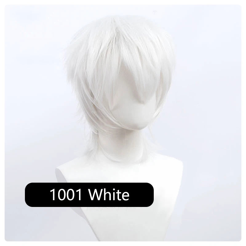 Synthetic Short Wigs Wolf cut with Bangs Choppy Cosplay Party Wig for men women Pink Red Blue Purple Korean style Man wig MUMUPI