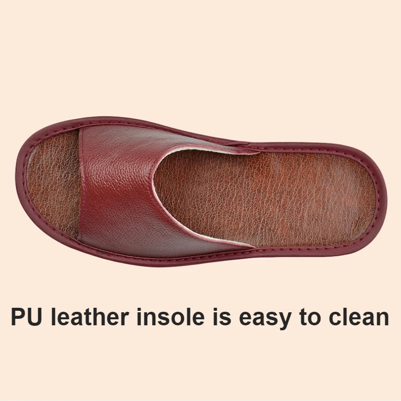 Big sizes Genuine Cow Leather Slippers Homes in indoor slipper summer open toe sandals men women elderly casual Slides shoes