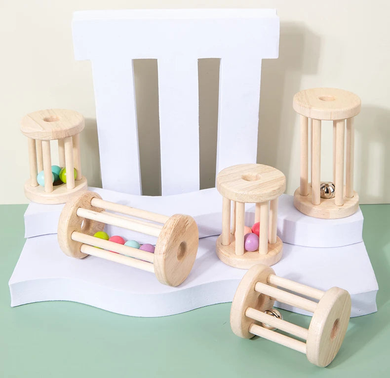 Baby Music Toy Wood Rolling Cage Bell Coloful Rattles & Mobiles Early Developmental Sound Infant & Toddler Musical Toys Boy Girl