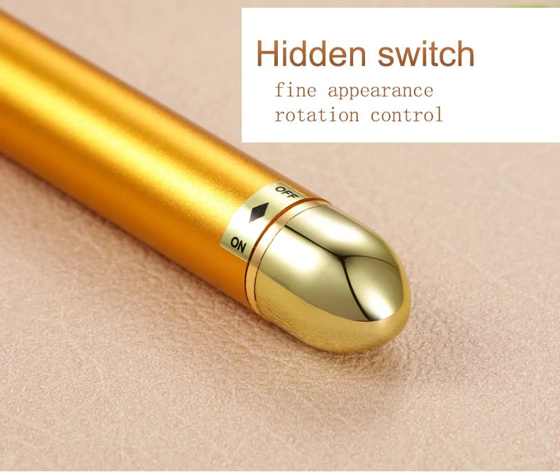 Portable Energy Electric Beauty Bar Waterproof 24K Gold Pulse Firming Massager Roller Facial Eye Pouch Remover Face Care Tool