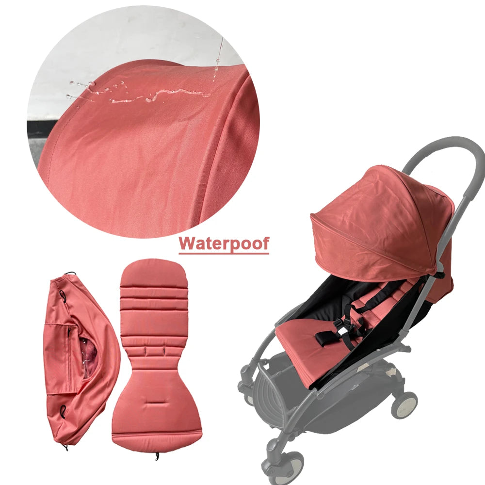 MomTan® 1:1 Ginger Pink Double-layer Waterproof Fabric Baby Stroller Replacement Set 165 ° Compatible with YOYO & YOYO2