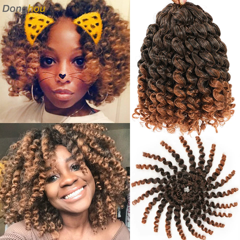 Wand Curl Crochet Braids Hair 8 Inch 1B 30 27 Bug Ringlet Twist Extensions with Jamaican Bounce Crochet Hair Crochet Curly Hair