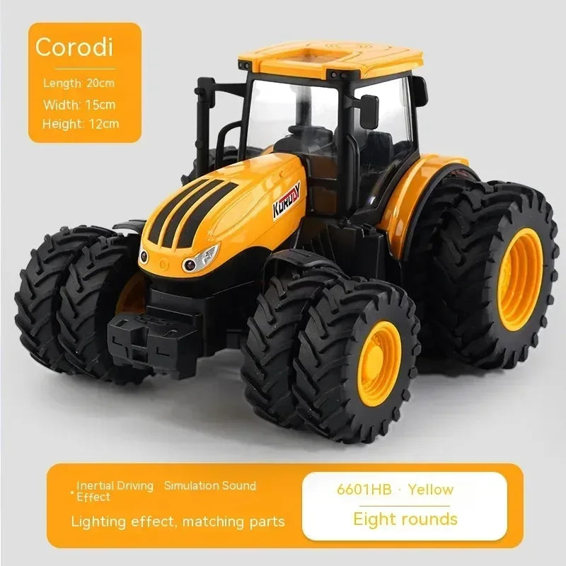 6601 Rc Car 1:24 Alloy Remote-Controlled Tractor Toy Headlights Simulation Electric Farm Truck Toy Set Kid Outdoor Surprise Toy