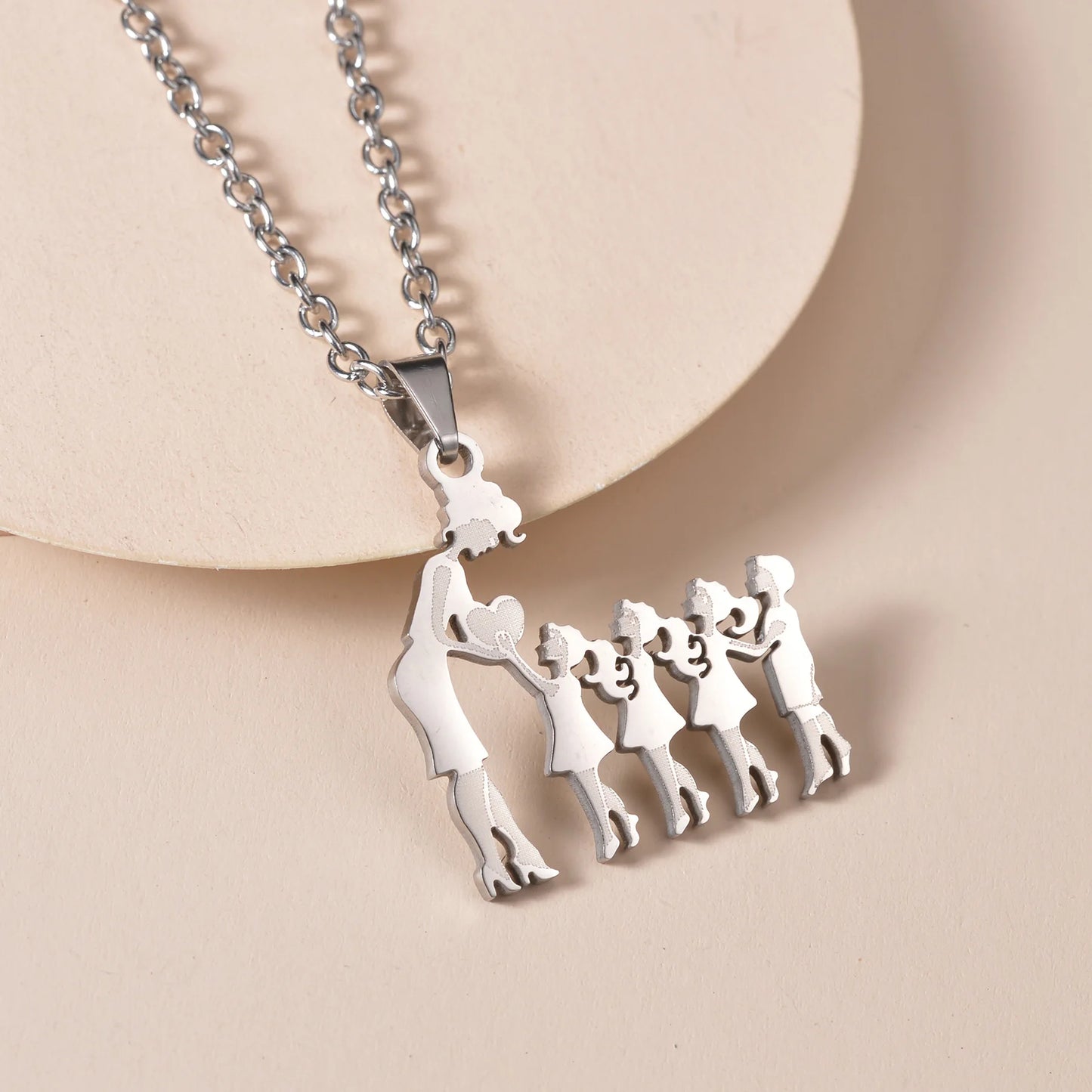 MeMolissa 1pc Stainless Steel Family Necklace Silver Color Mom Children Kid Pendant Necklaces Jewelry Women Mother's Day Gift