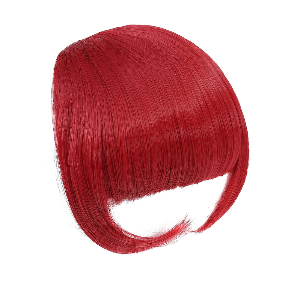 High Quality Synthetic Wig Flat Bangs Hair Extension Clip in Bangs with Temples 6 Inches Front Face Bangs for Women Girls Daily