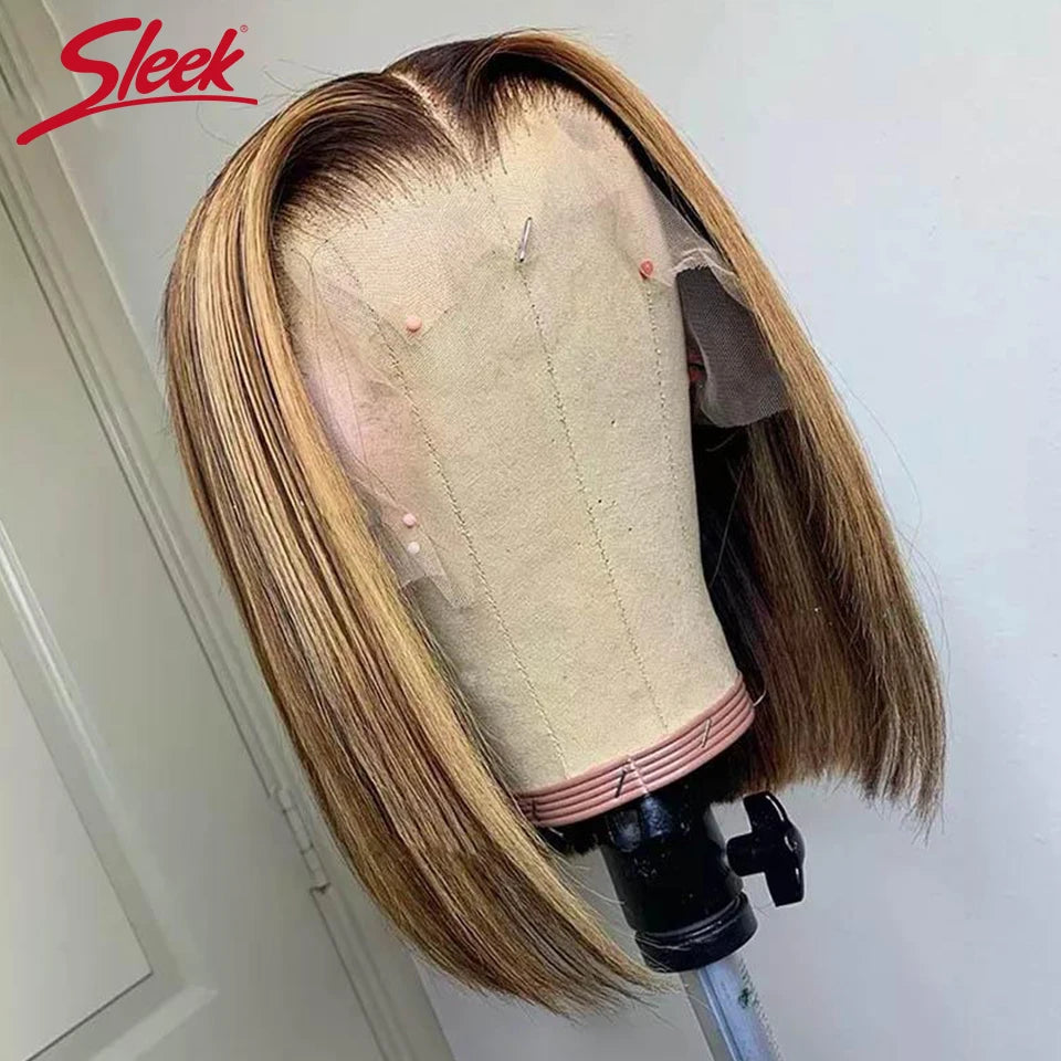 Ginger Short Bob Lace Front Wigs 100% Human Hair Wigs Bob Lace Wigs For Women Blonde Orange Straight Peruvian Hair Closure Wig