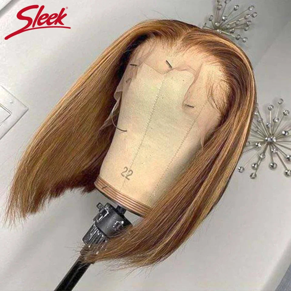 Peruvian Highlight P4/27 Bob Lace Front Wigs 100% Human Hair Wigs Bob Lace Wigs For Women Ombre Blonde Straight Lace Closure Wig