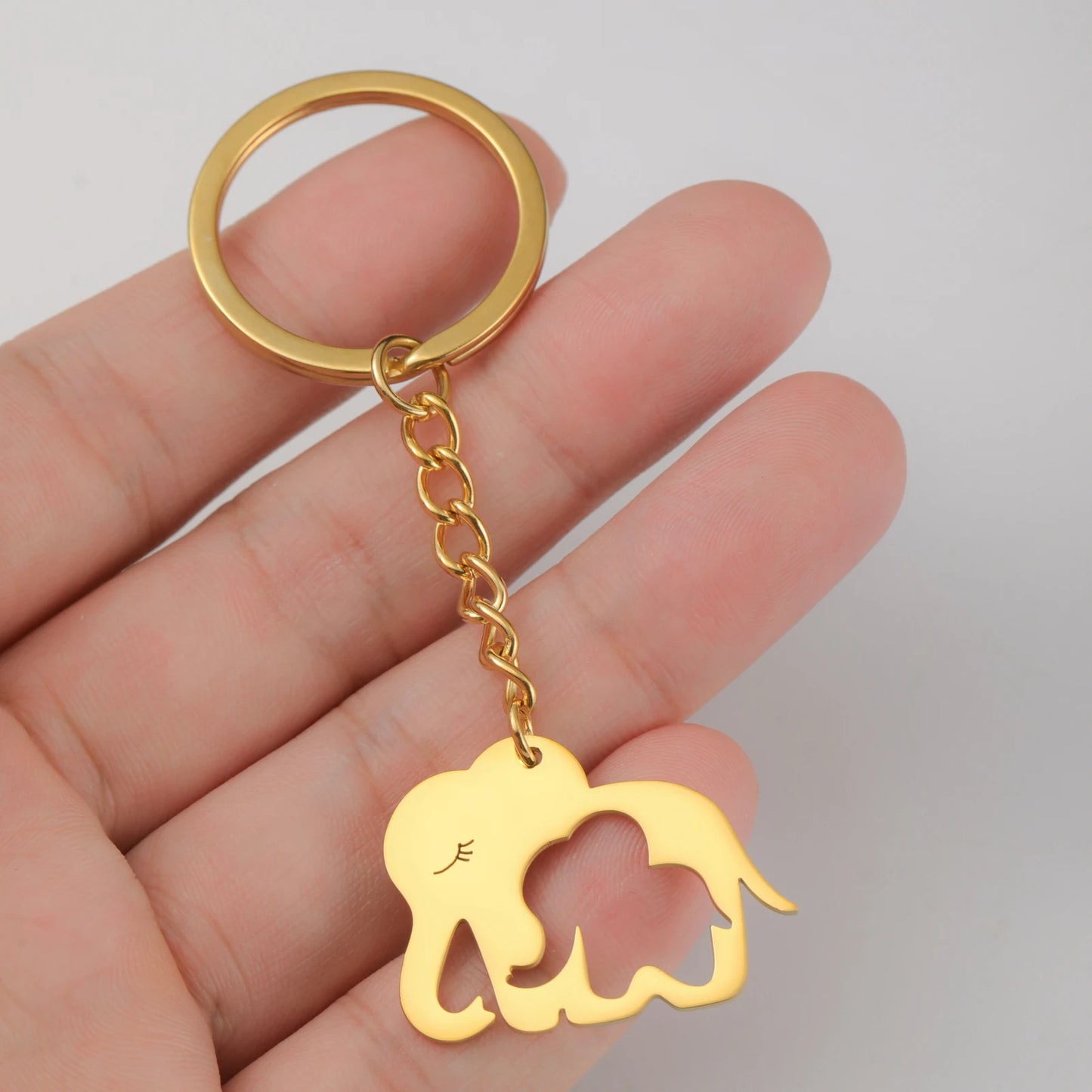 Lucktune Cartoon Elephant Pendant Key Chains for Women Men Stainless Steel Animal Bags Car Keyring Jewelry Valentine’s Day Gifts