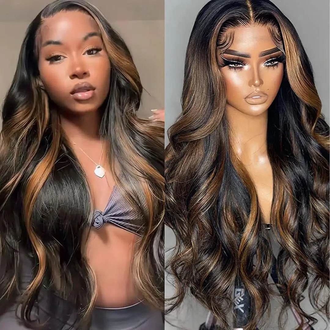 Ombre Lace Front Wig Human Hair 1B/30 Highlight Ombre Wig 13x4 13x6 HD Transparent Lace Front Wigs Human Hair Wigs For Women