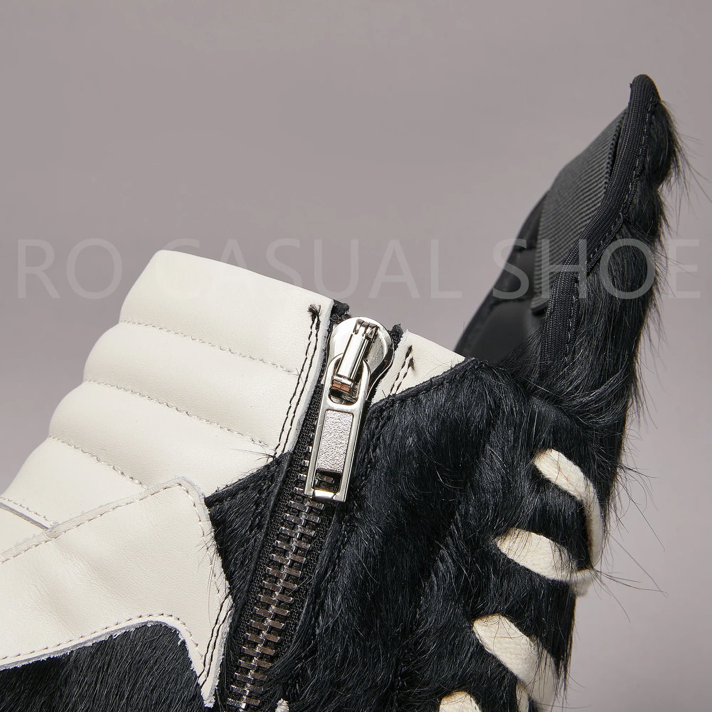 Ricks Black Horse hair High Top Geobasket Owens Quality Men Shoe Zipper Women Sneaker Casual Owens Design boots & Shoes