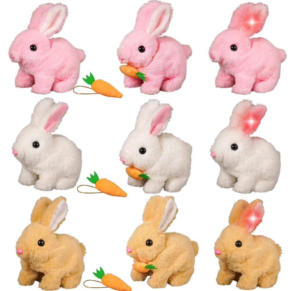 6inch Rabbit Interactive Electric Plush Bunny Walking Wiggle Ears Stuffed Doll for Kids Baby Birthday Christmas Toys Gift