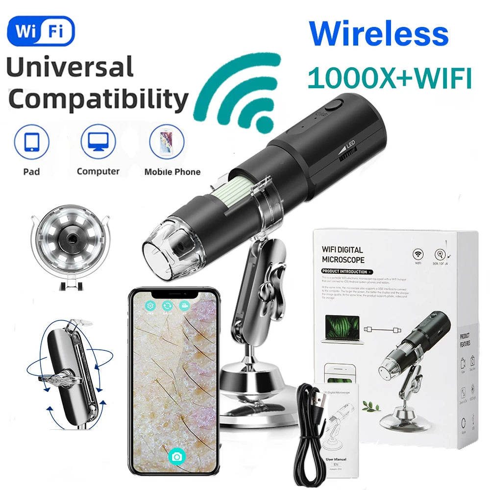 Wireless Dermatoscope Scalp Skin Analyzer Machine 1000X Body and Facial Analyzer Electronics Microscope Beauty Health Profession